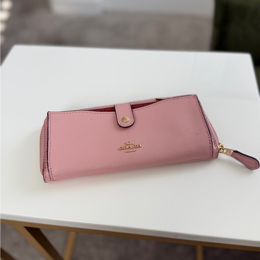 Coach | Blush Pink Leather Wallet with Gold-Tone Accents